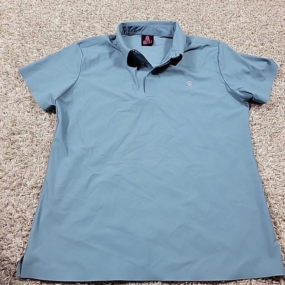LITTLE DONKEY ANDY Polo Shirt Women's Medium Blue Short Sleeve Golf Flaw*